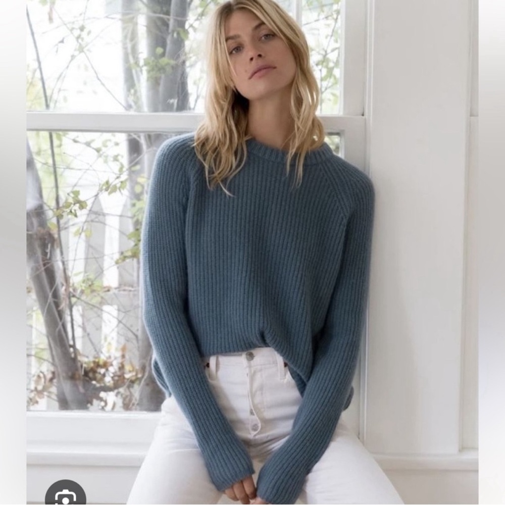 Jenni Kayne Cashmere Fisherman Sweater. Blue. Small. EUC. [Corrected title]